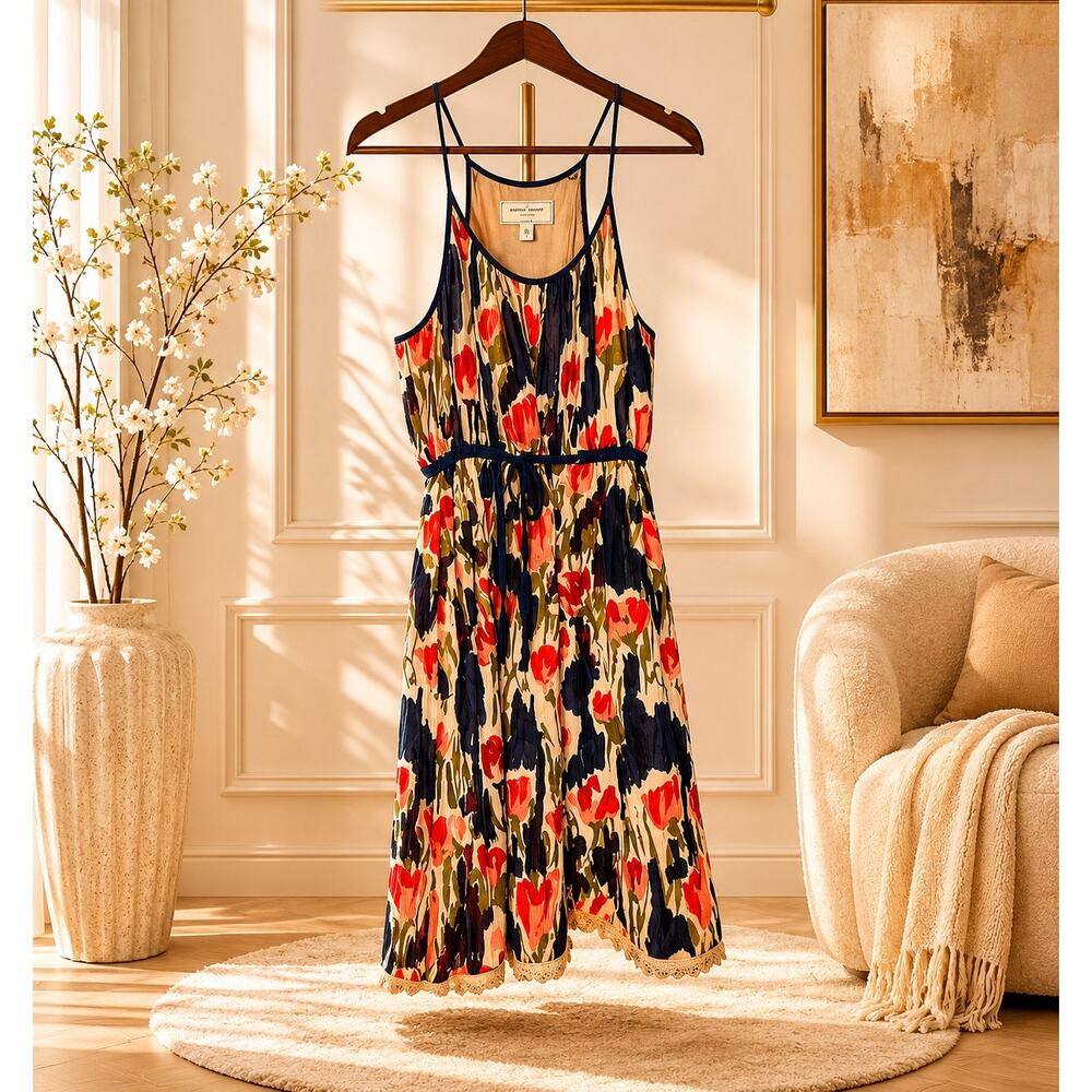 Anthropologie Moulinette Soeurs Silk Cottagecore Dress Size 0 Parisian Chic Boho